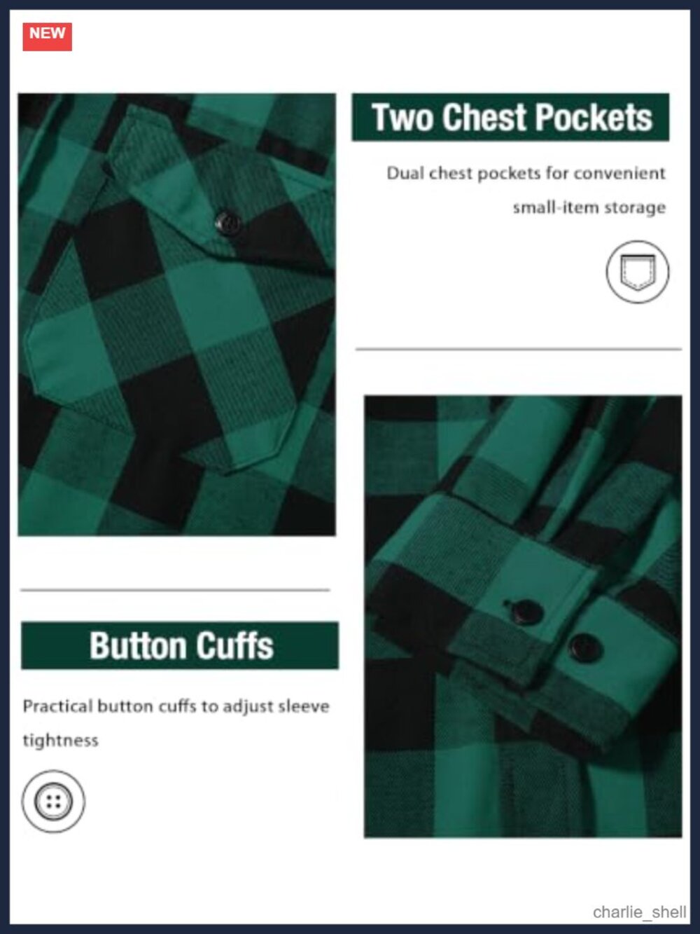 Men's Plaid Hooded Flannel Button Down Shirt 5 Pack Long Sleeve Casual - Picture 4 of 5